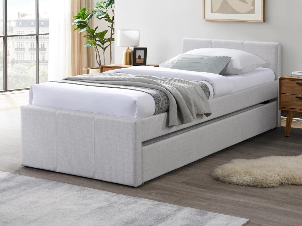Cama nido 90 x 190 cm - Tela - Beige - DORITALO