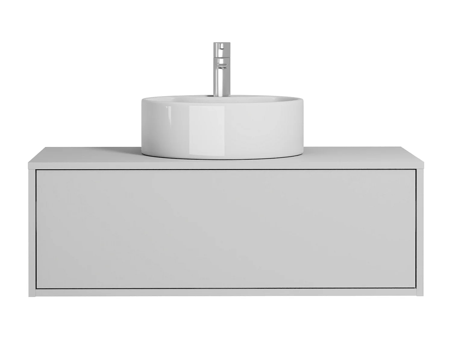 Meuble de salle de bain suspendu blanc avec simple vasque ronde - 94 cm - TEANA II