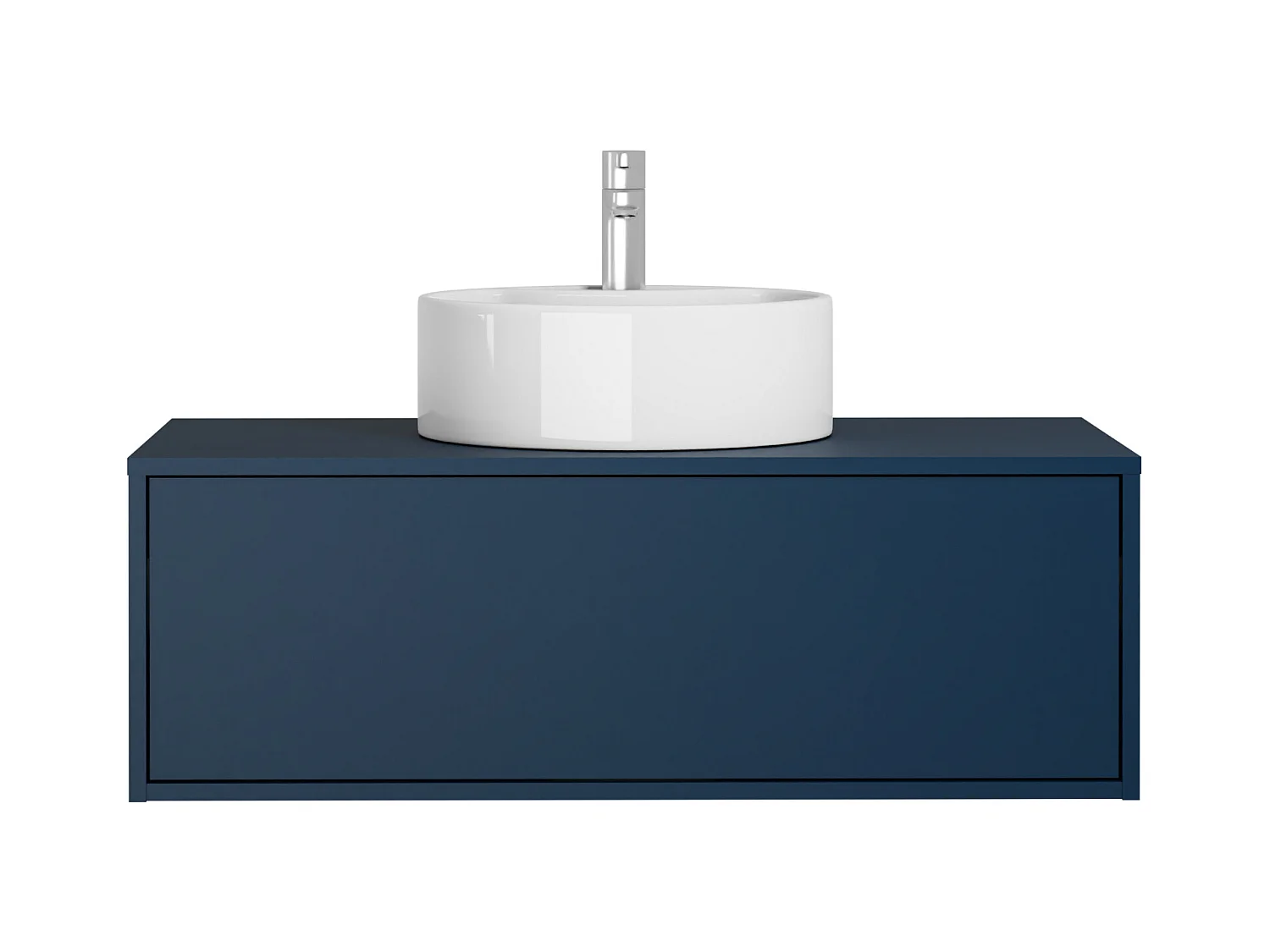 Mueble de baño flotante en color azul noche con lavabo redondo - 94 cm - TEANA II