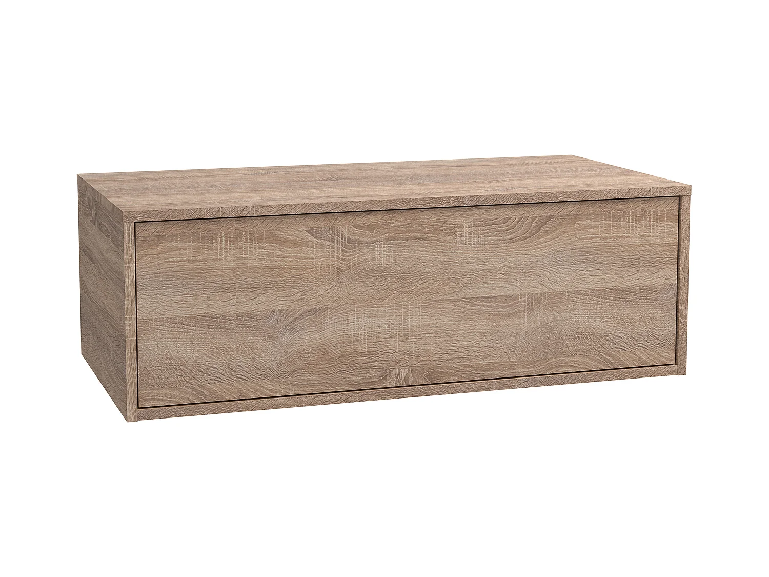 Meuble de salle de bain suspendu coloris naturel clair avec simple vasque ronde - 94 cm - TEANA II