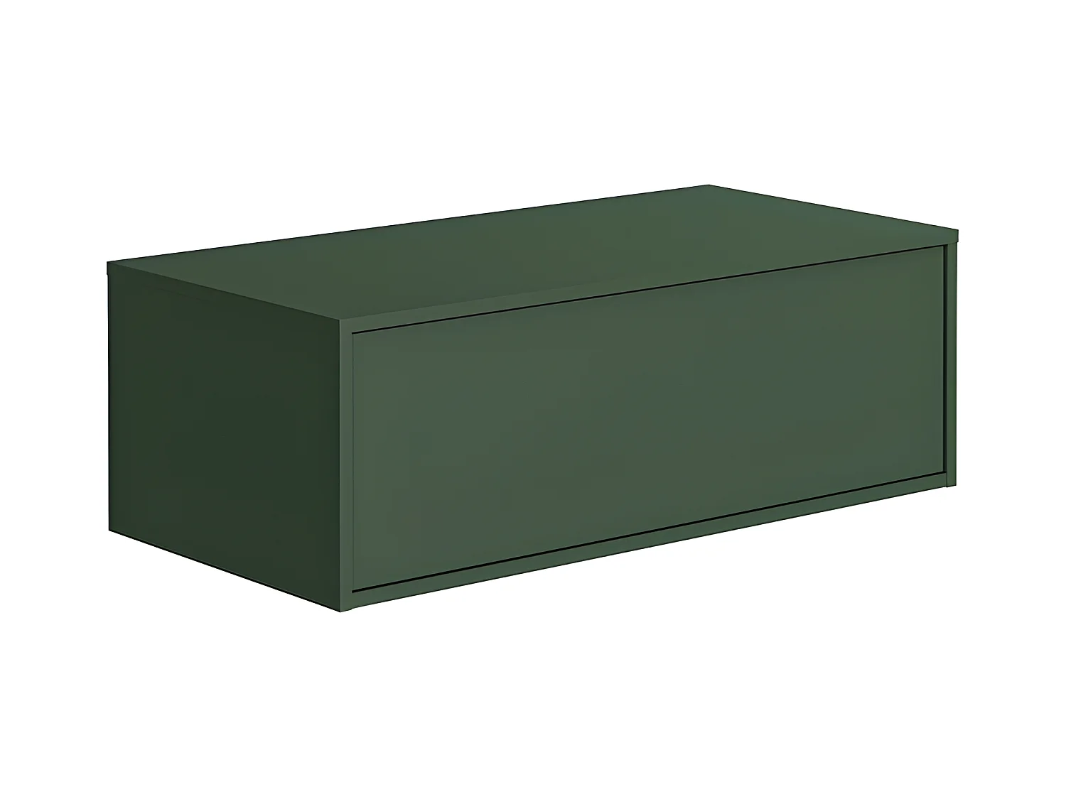 Meuble de salle de bain suspendu vert et naturel clair avec simple vasque carrée et deux tiroirs - 94 cm - TEANA II