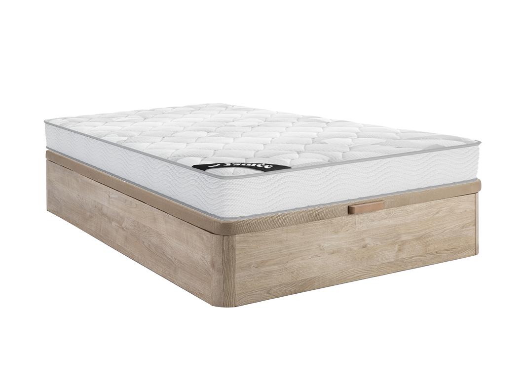 Conjunto somier canapé natural claro + colchón de muelles ensacados - 160 x 200 cm - SONGE de YSMÉE