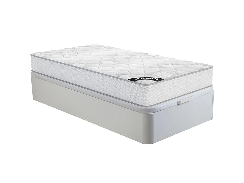 Ensemble 90 x 190 cm sommier coffre blanc + matelas ressorts ensachés ép.20cm - SONGE de YSMÉE