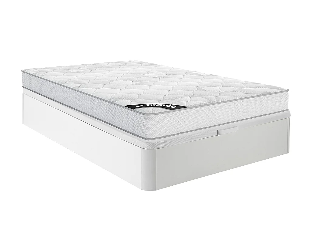 Ensemble 160 x 200 cm sommier coffre blanc + matelas ressorts ensachés ép.20cm - SONGE de YSMÉE