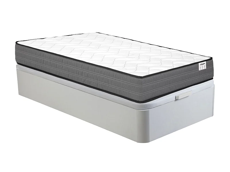 Ensemble 90 x 190 cm sommier coffre blanc + matelas ressorts ensachés ép.20cm - AMBRACIE de YSMÉE