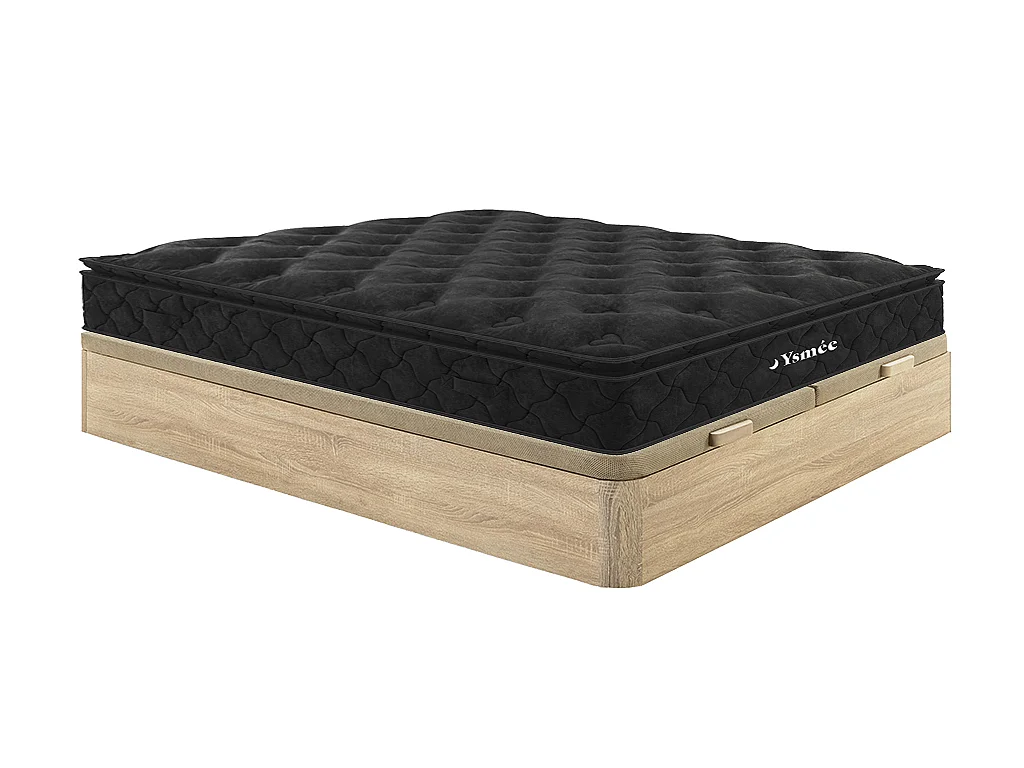 Set 180x200cm Rete vano Naturale chiaro + Materasso molle insac. topper integ. sp.28cm - BLACK DREAM di YSMÉE