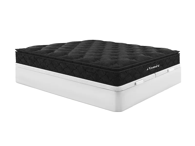 Set 180x200cm Rete contenitore Bianco + Materasso molle insac. topper integrato sp.28cm - BLACK DREAM di YSMÉE