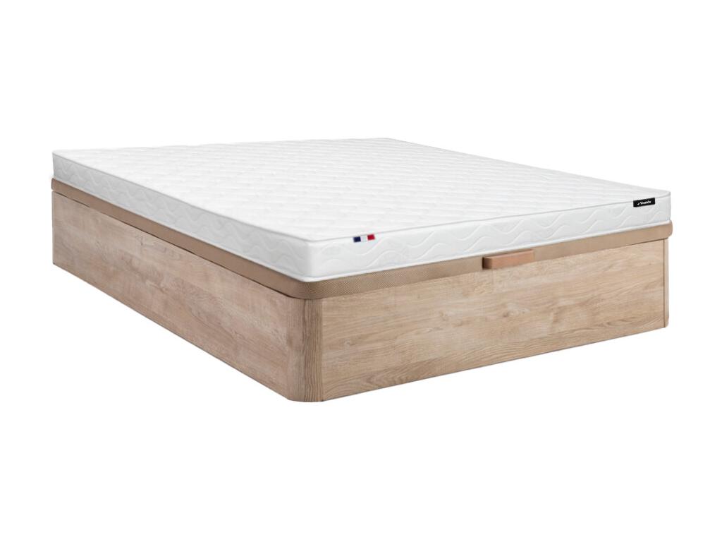 Set aus Bettgestell mit Bettkasten + Schaumstoffmatratze - 140 x 190 cm - S günstig online kaufen