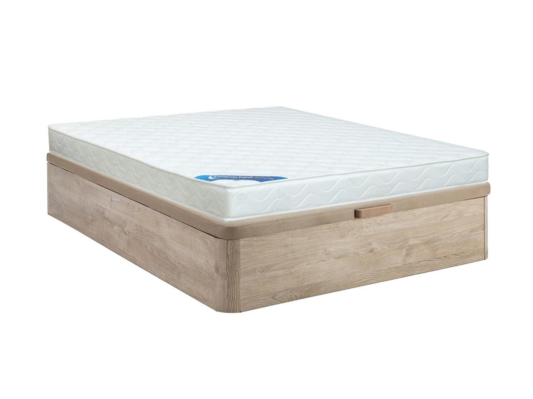 Ensemble 140 x 190 cm sommier coffre naturel clair + matelas mousse ép.15cm - ZEUS de DREAMEA