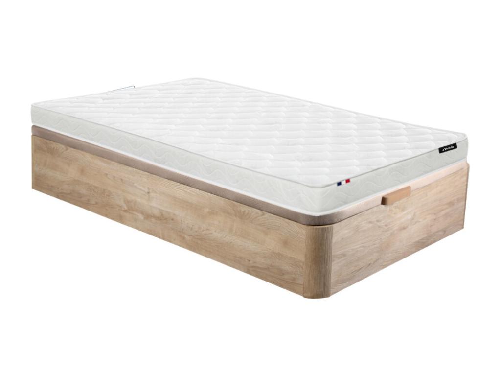 Set aus Bettgestell mit Bettkasten + Schaumstoffmatratze - 90 x 190 cm - St günstig online kaufen