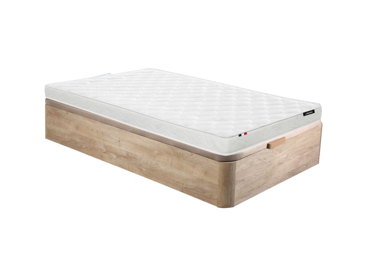 Set aus Bettgestell mit Bettkasten + Schaumstoffmatratze - 90 x 190 cm - St günstig online kaufen