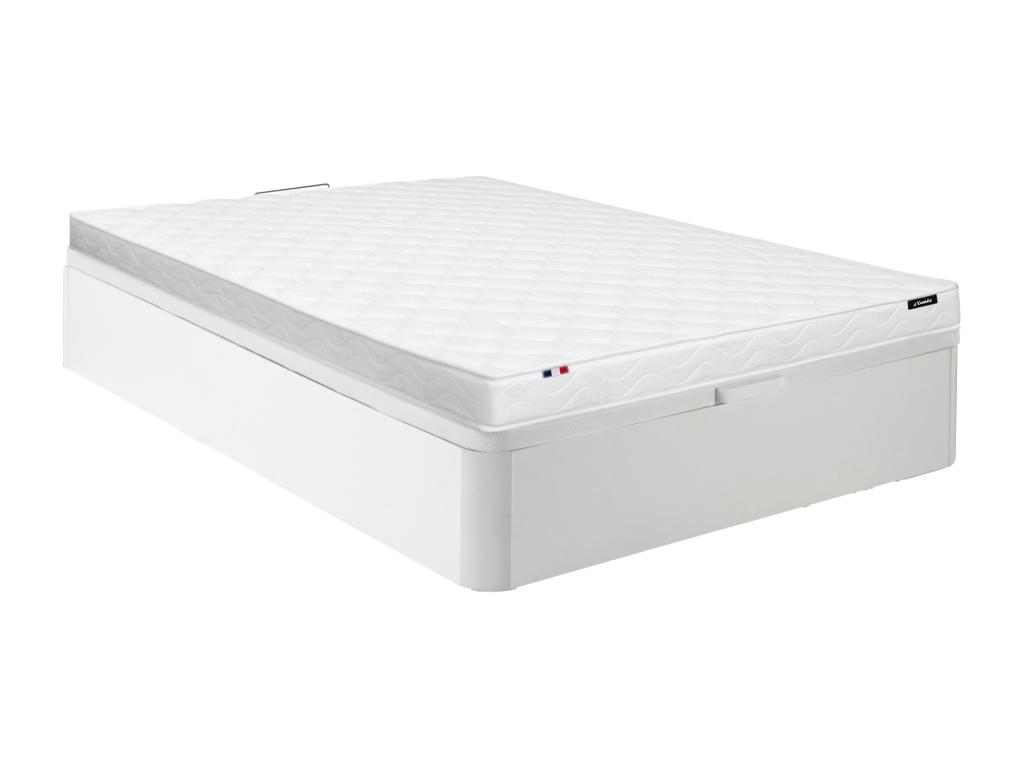 Set aus Bettgestell mit Bettkasten + Schaumstoffmatratze - 140 x 190 cm - S günstig online kaufen