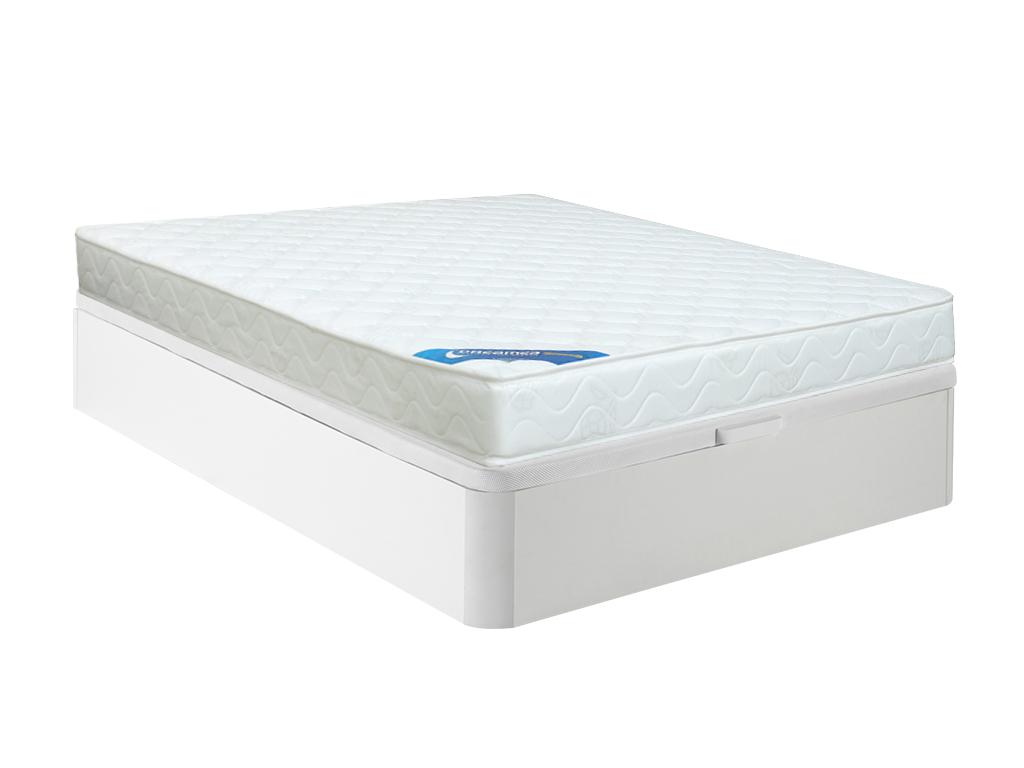 Set aus Bettgestell mit Bettkasten + Schaumstoffmatratze - 140 x 190 cm - S günstig online kaufen