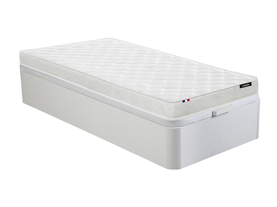 Set aus Bettgestell mit Bettkasten + Schaumstoffmatratze - 90 x 190 cm - St günstig online kaufen