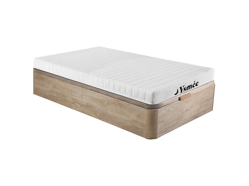 Set Untergestell + 7-Zonen-Schaumstoffmatratze - 90 x 190 cm - Stärke 12 cm - Holzfarben hell - STELO KIDS von YSMÉE