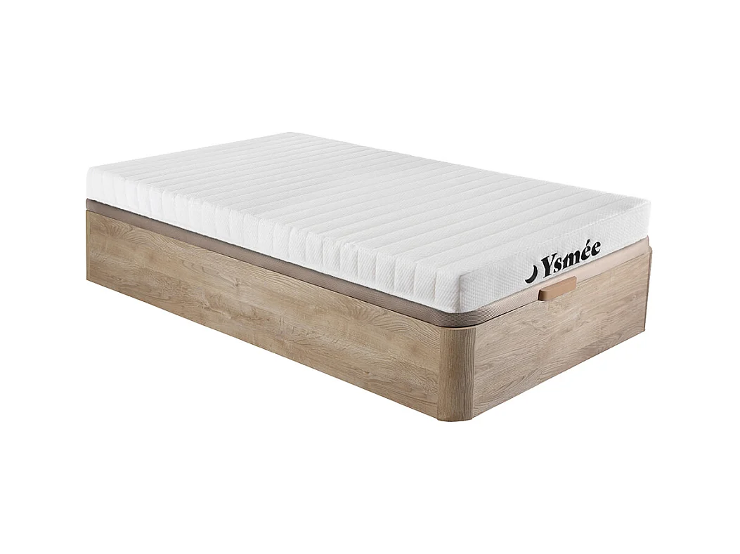 Ensemble 90 x 190 cm sommier coffre naturel clair + matelas mousse 7 zones ép.12cm - STELO KIDS de YSMÉE