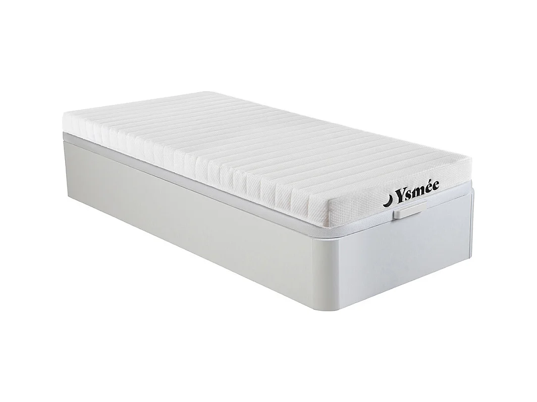 Ensemble 90 x 190 cm sommier coffre blanc + matelas mousse 7 zones ép.12cm - STELO KIDS de YSMÉE