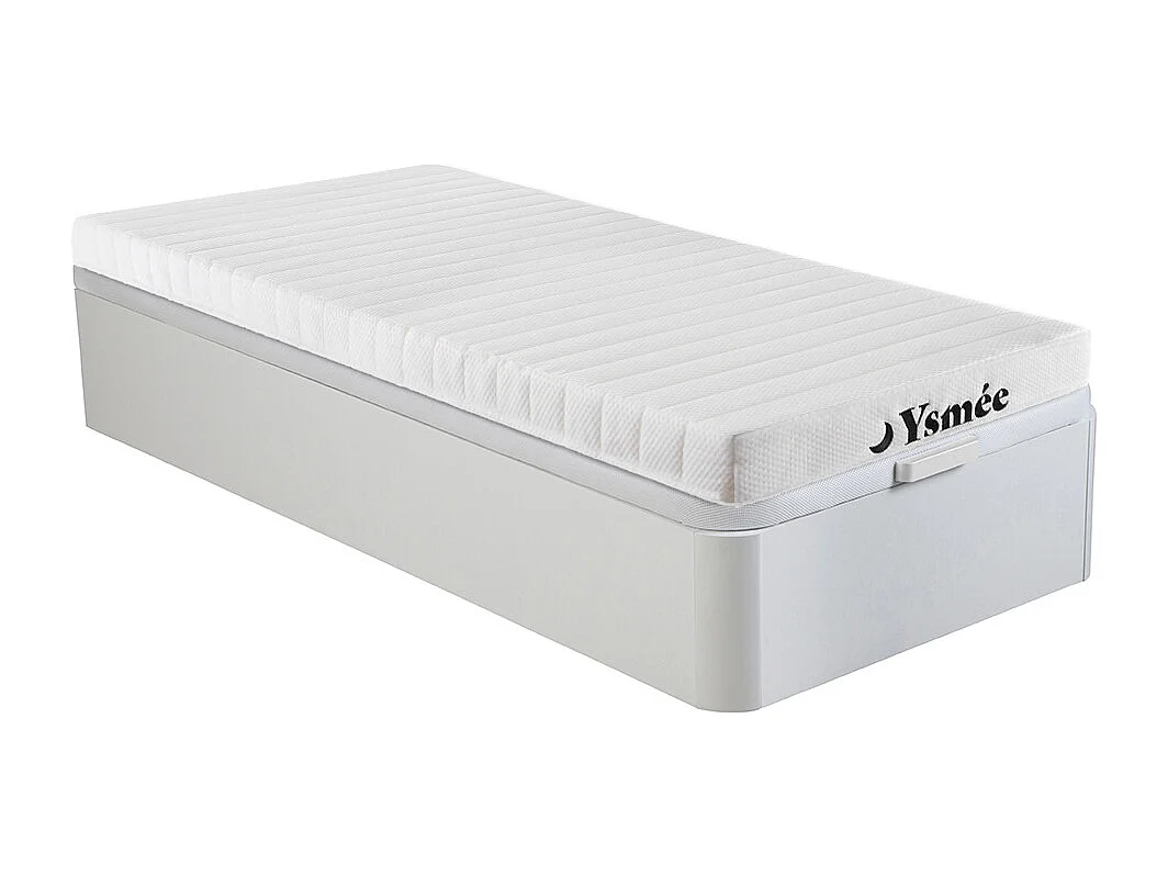 Ensemble 90 x 190 cm sommier coffre blanc + matelas mousse 7 zones ép.12cm - STELO KIDS de YSMÉE