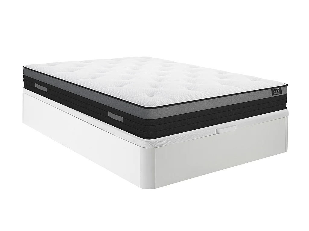 Ensemble 160 x 200 cm sommier coffre blanc + matelas ressorts ensachés à bande respirante ép.23cm - AIRPLAY de YSMÉE