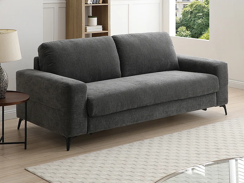Canapé 3 places convertible express en tissu gris anthracite DUJARDA