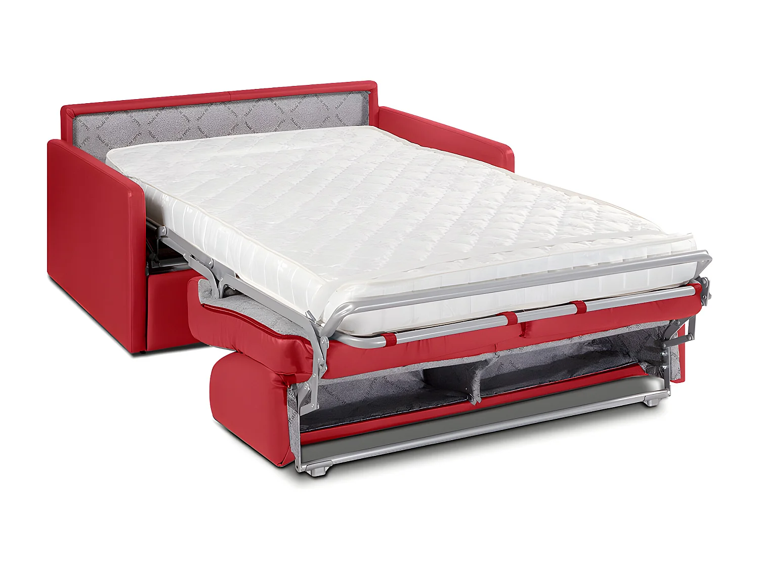 Canapé 2 places convertible express en simili rouge avec assise mémoire de forme - Couchage 120 cm - Matelas 14 cm CALIFE