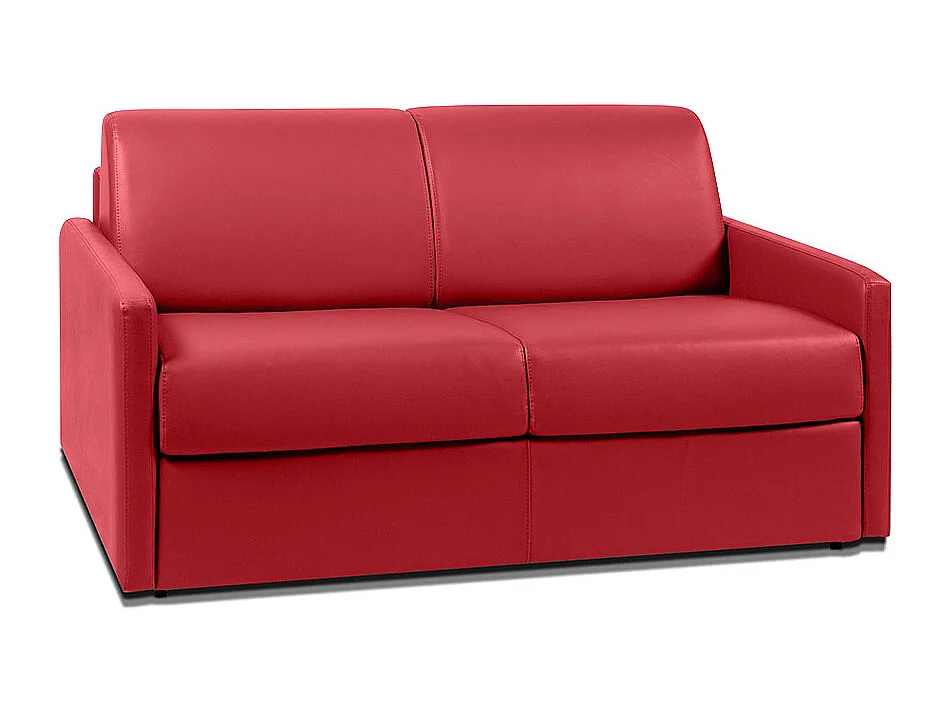 2-personers sovesofa express i rødt kunstlæder med memory foam sæde - Sovemål 120 cm - Madras 14 cm CALIFE