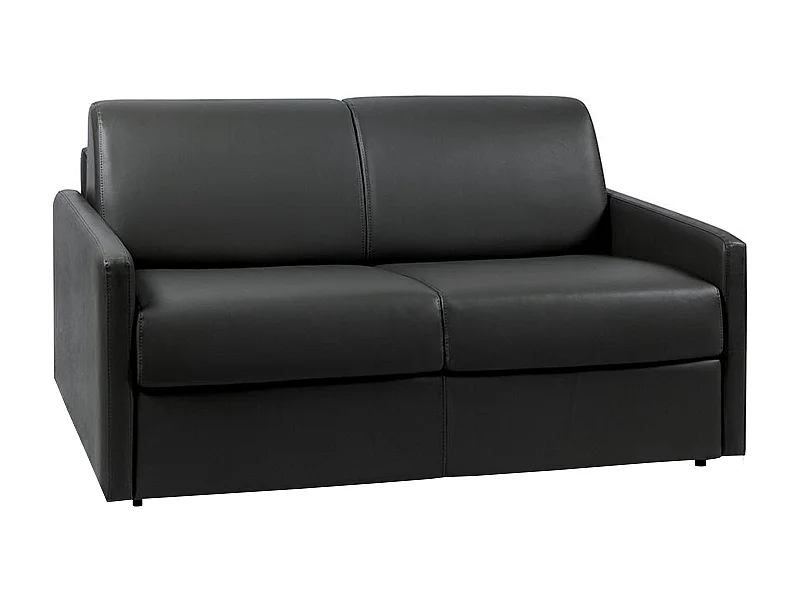 Canapé 2 places convertible express en simili noir avec assise mémoire de forme - Couchage 120 cm - Matelas 18 cm CALIFE