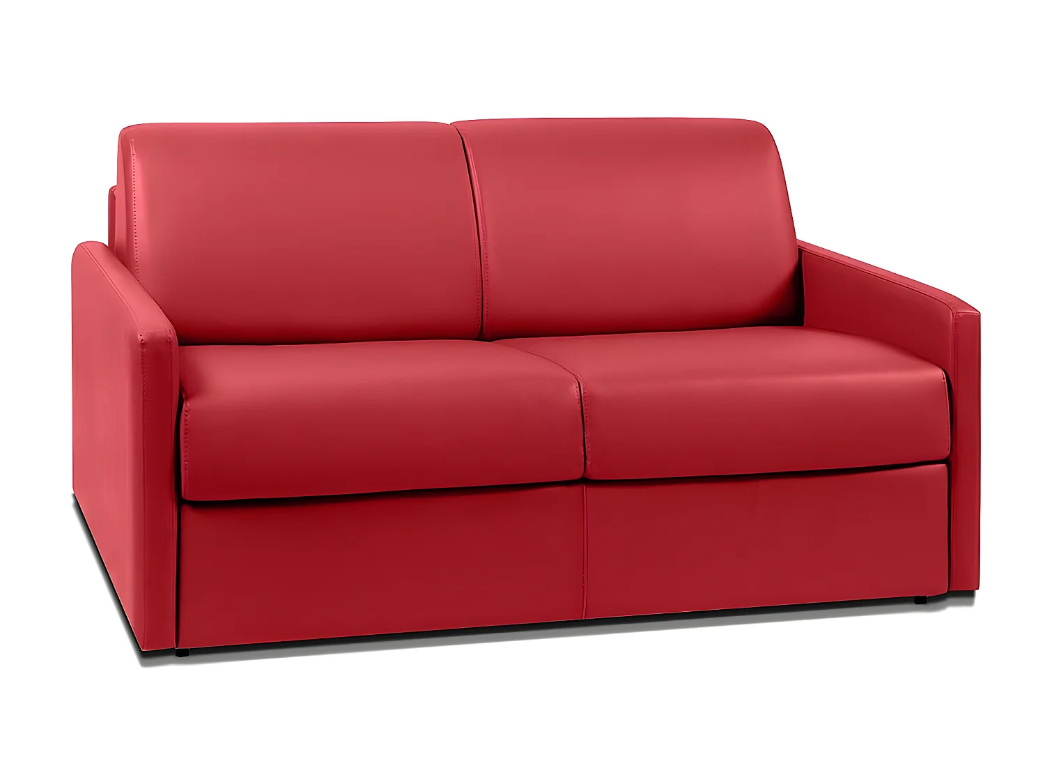 Canapé 2 places convertible express en simili rouge avec assise mémoire de forme - Couchage 120 cm - Matelas 18 cm CALIFE