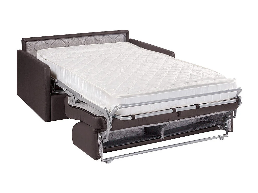 Canapé 2 places convertible express en simili taupe avec assise mémoire de forme - Couchage 120 cm - Matelas 18 cm CALIFE