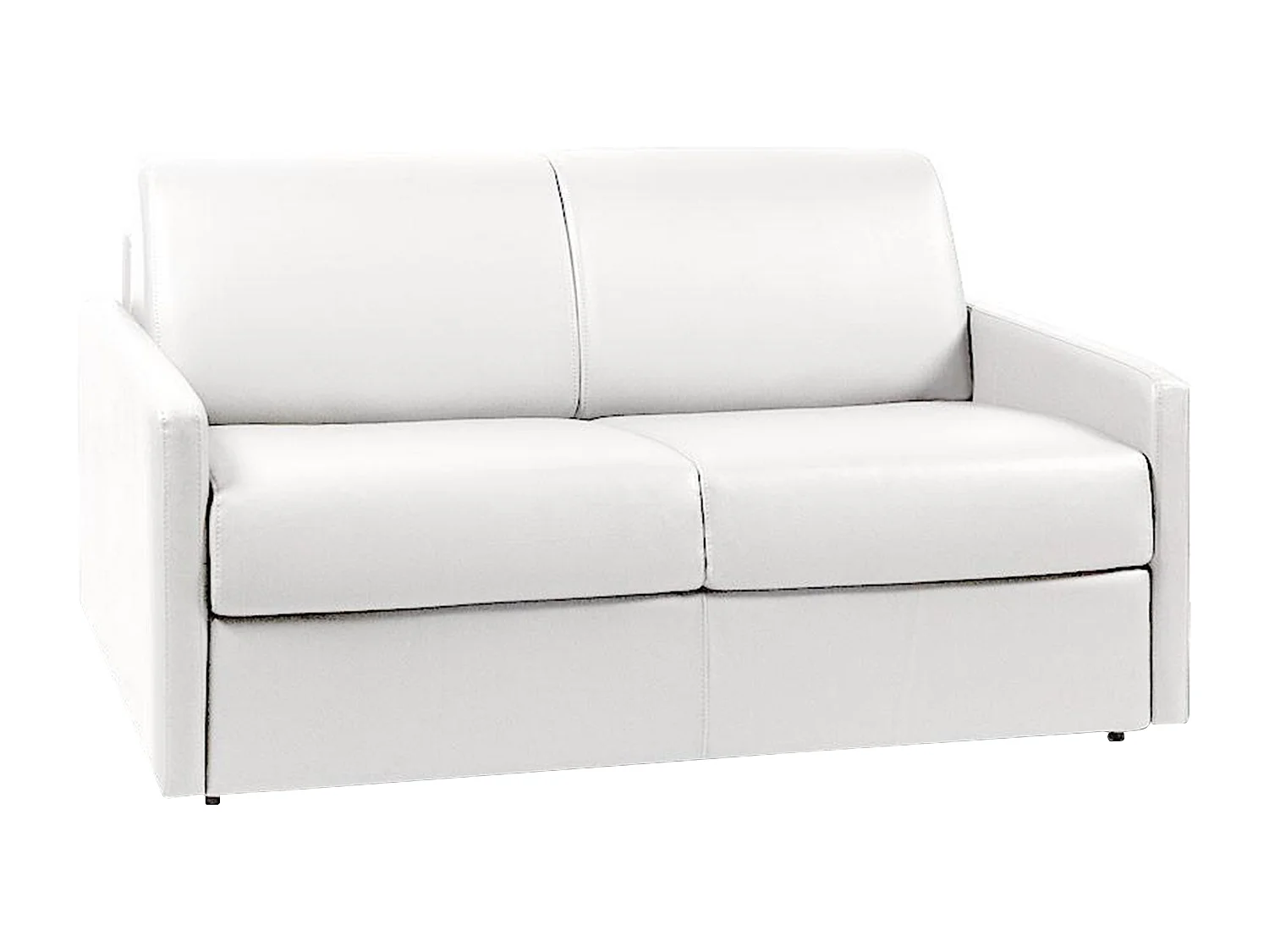 Canapé 2 places  convertible express en simili blanc avec assise mémoire de forme - Couchage 120 cm - Matelas 22 cm mémoire de forme CALIFE