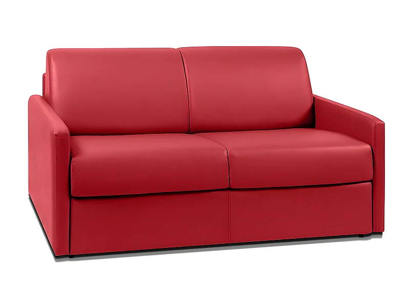 Canapé 2 places  convertible express en simili rouge avec assise mémoire de forme - Couchage 120 cm - Matelas 22 cm mémoire de forme CALIFE
