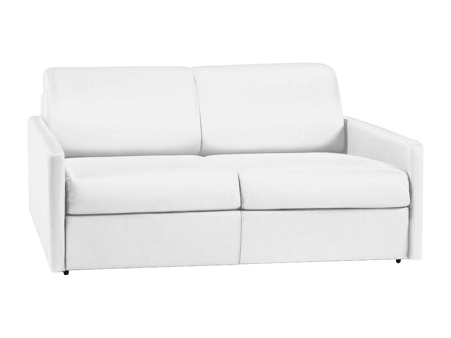 Canapé 3 places convertible express en simili blanc avec assise mémoire de forme - Couchage 140 cm - Matelas 14 cm CALIFE