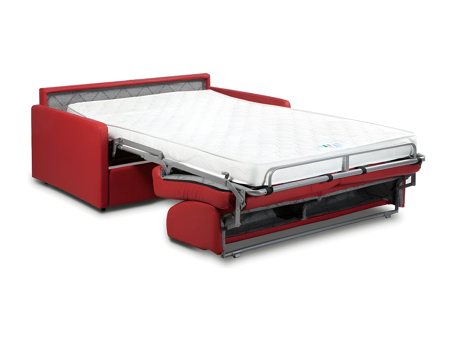 Canapé 3 places convertible express en simili rouge avec assise mémoire de forme - Couchage 140 cm - Matelas 14 cm CALIFE