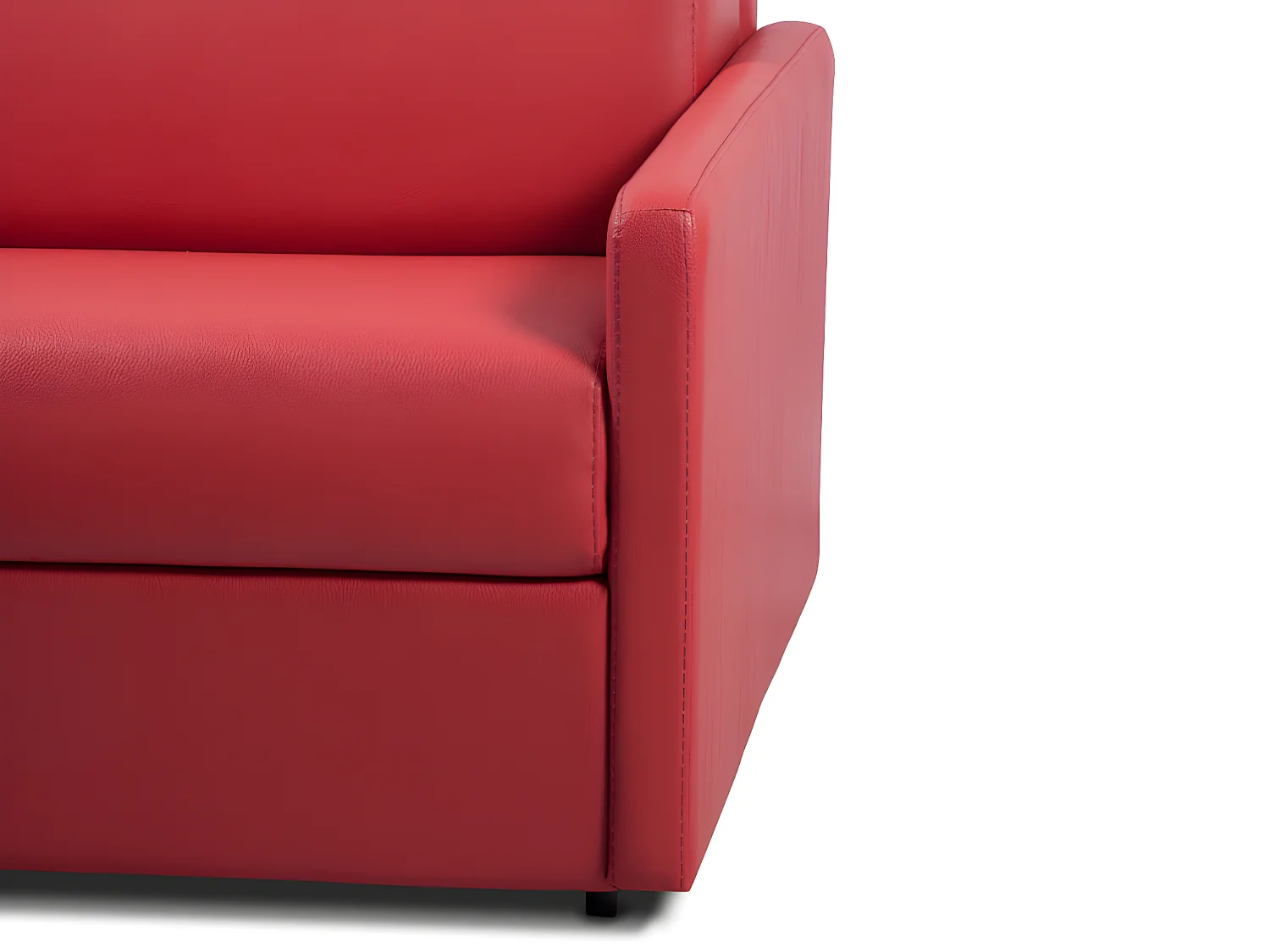 Canapé 3 places convertible express en simili rouge avec assise mémoire de forme - Couchage 140 cm - Matelas 14 cm CALIFE