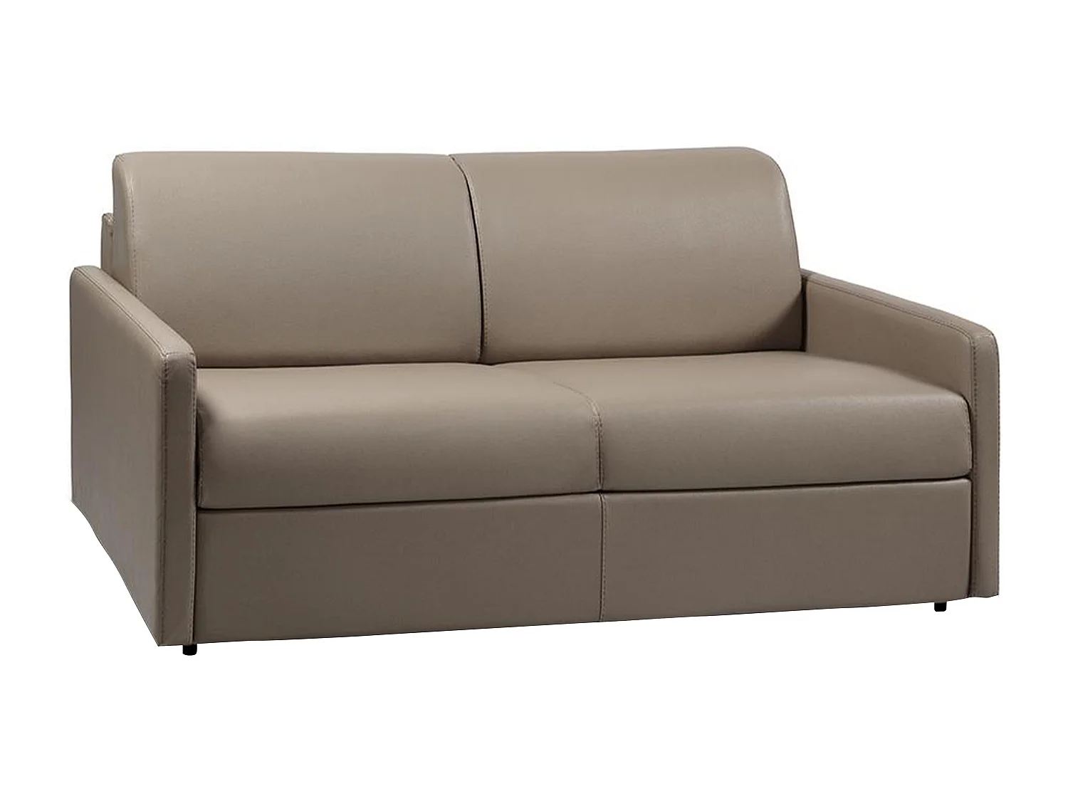 Canapé 3 places convertible express en simili taupe avec assise mémoire de forme - Couchage 140 cm - Matelas 14 cm CALIFE
