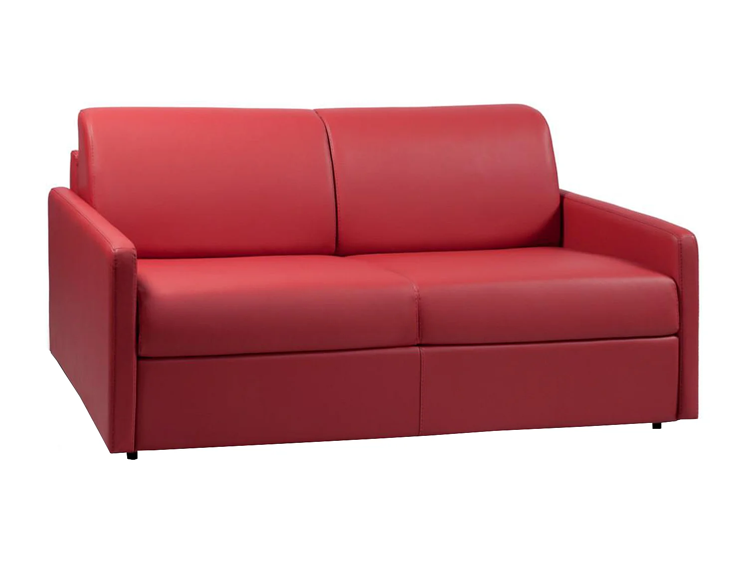 Canapé 3 places  convertible express en simili rouge avec assise mémoire de forme - Couchage 140 cm - Matelas 22 cm mémoire de forme CALIFE