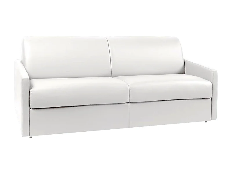 Canapé 4 places convertible express en simili blanc avec assise mémoire de forme - Couchage 160 cm - Matelas 14 cm CALIFE
