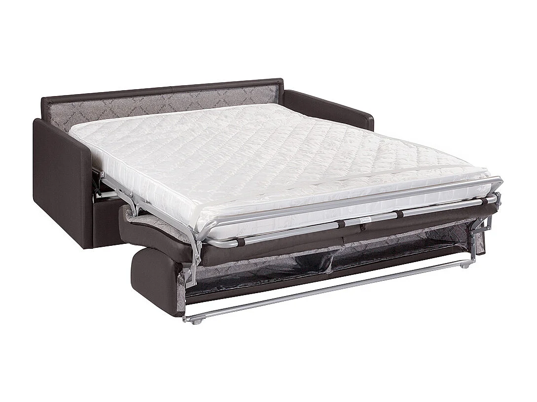 Canapé 4 places convertible express en simili noir avec assise mémoire de forme - Couchage 160 cm - Matelas 14 cm CALIFE
