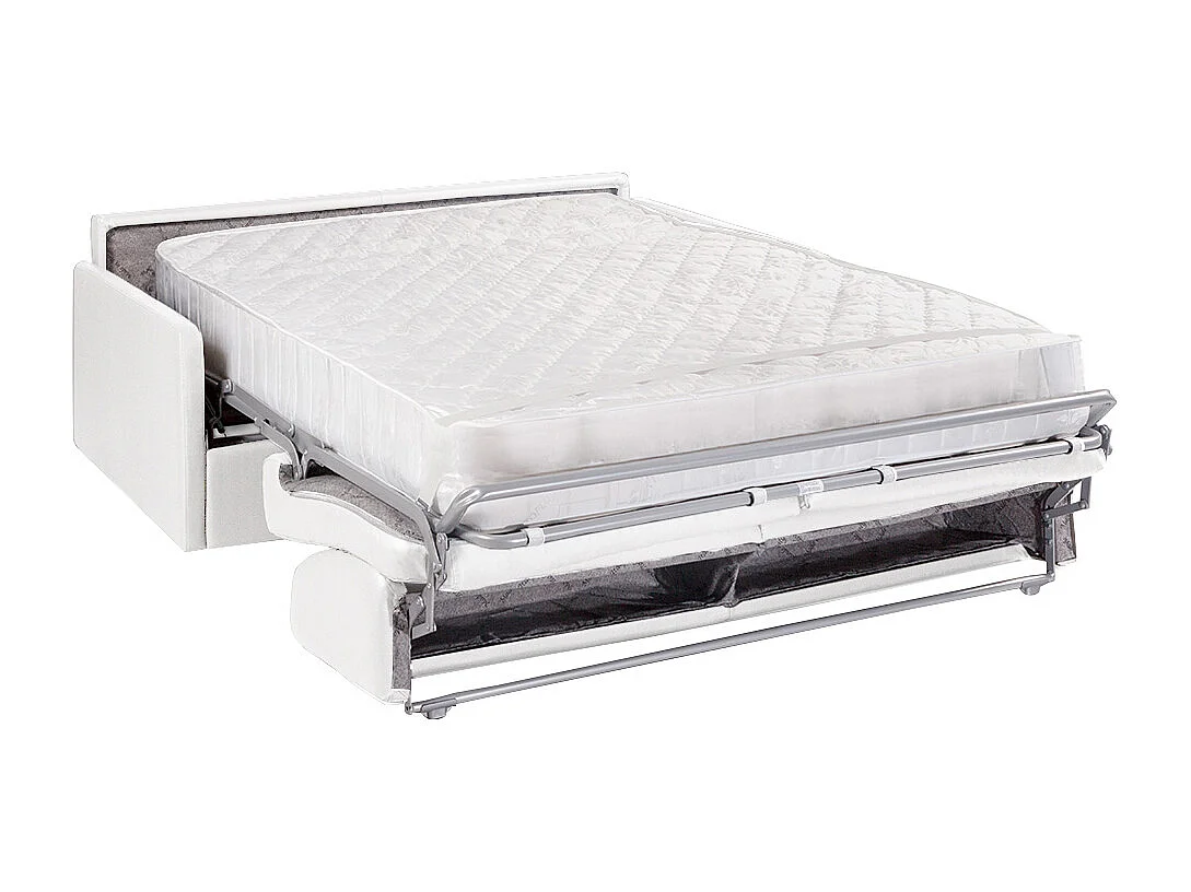 Canapé 4 places  convertible express en simili blanc avec assise mémoire de forme - Couchage 160 cm - Matelas 22 cm mémoire de forme CALIFE