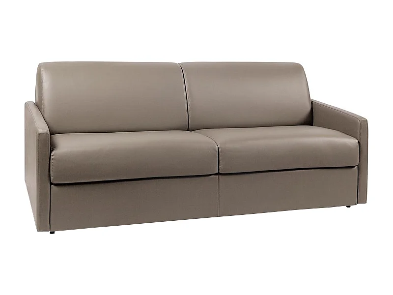 Canapé 4 places  convertible express en simili taupe avec assise mémoire de forme - Couchage 160 cm - Matelas 22 cm mémoire de forme CALIFE