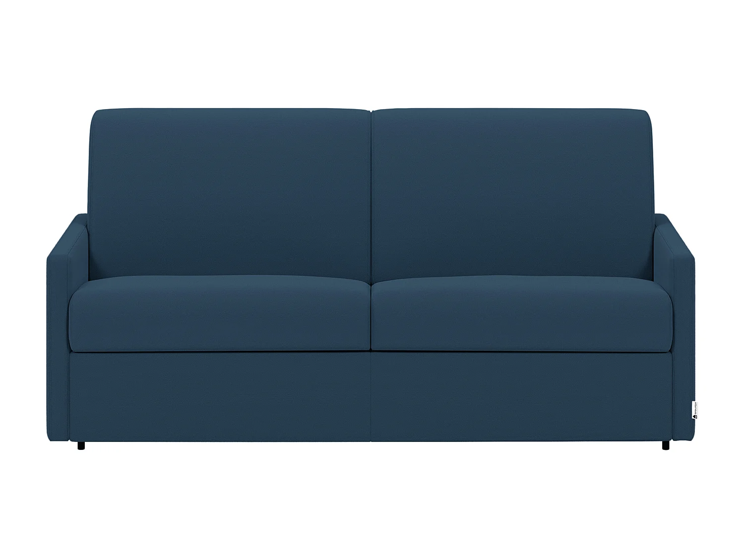 Canapé 2 places convertible express en tissu bleu nuit avec assise mémoire de forme - Couchage 120 cm - Matelas 14 cm CALIFE