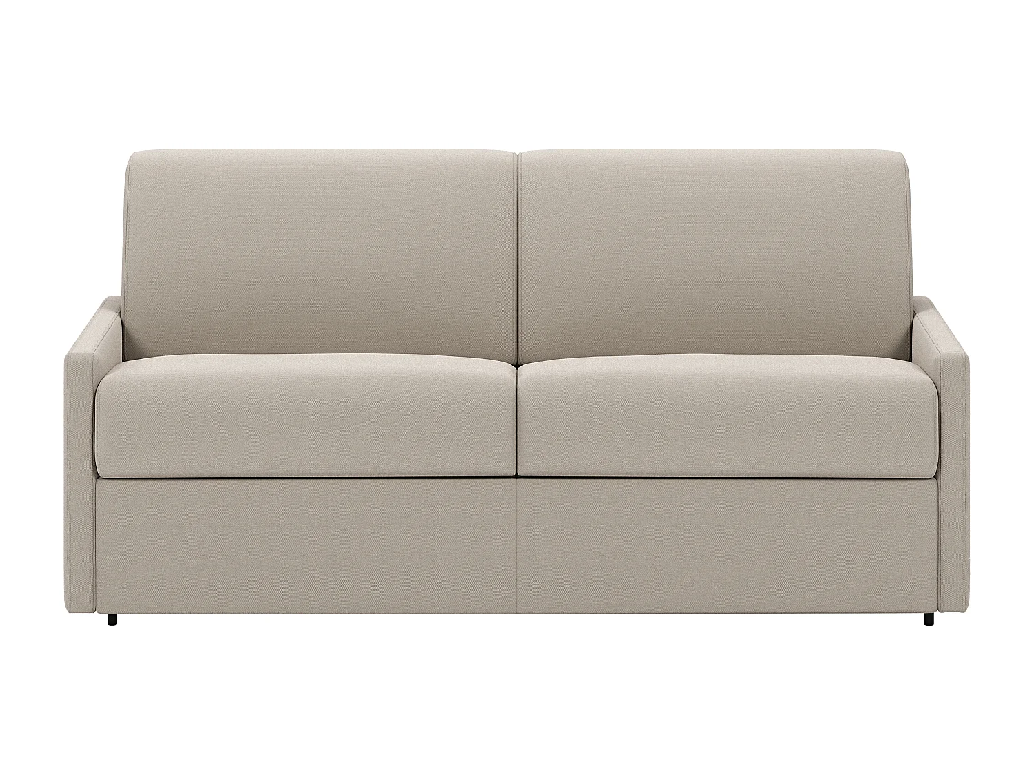 Canapé 2 places convertible express en tissu beige avec assise mémoire de forme - Couchage 120 cm - Matelas 22 cm mémoire de forme CALIFE