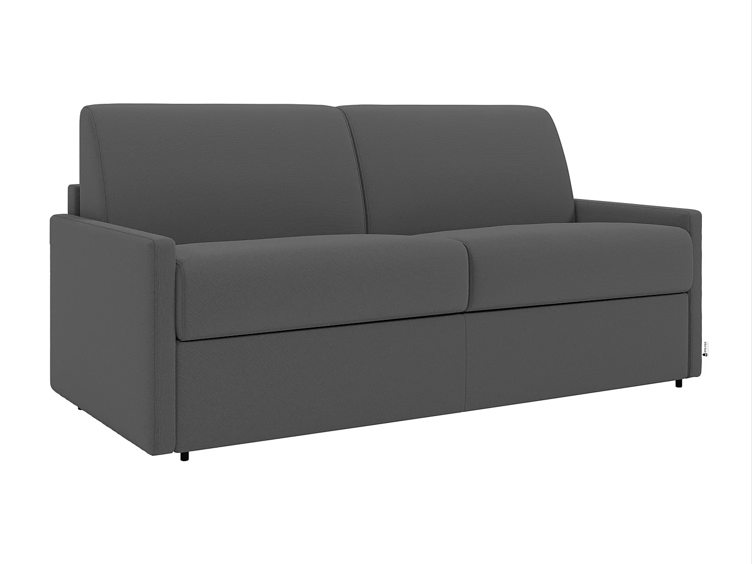 Canapé 2 places convertible express en tissu gris avec assise mémoire de forme - Couchage 120 cm - Matelas 22 cm mémoire de forme CALIFE