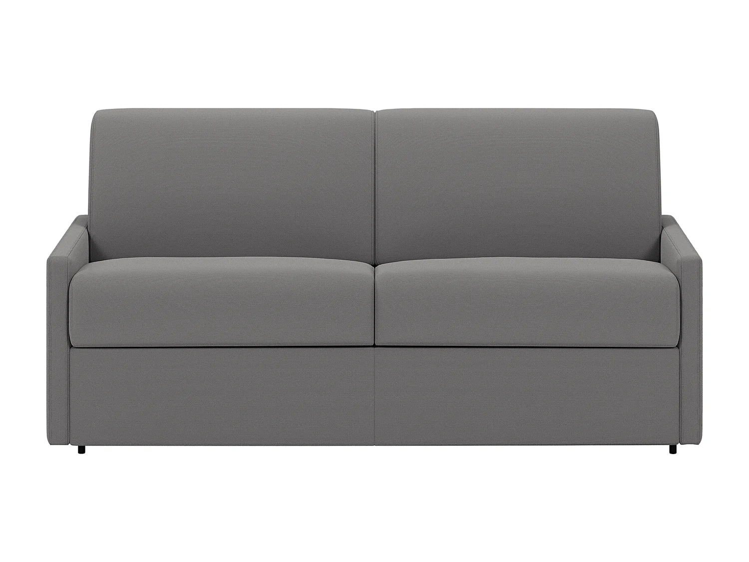 Canapé 2 places convertible express en tissu gris clair avec assise mémoire de forme - Couchage 120 cm - Matelas 22 cm mémoire de forme CALIFE