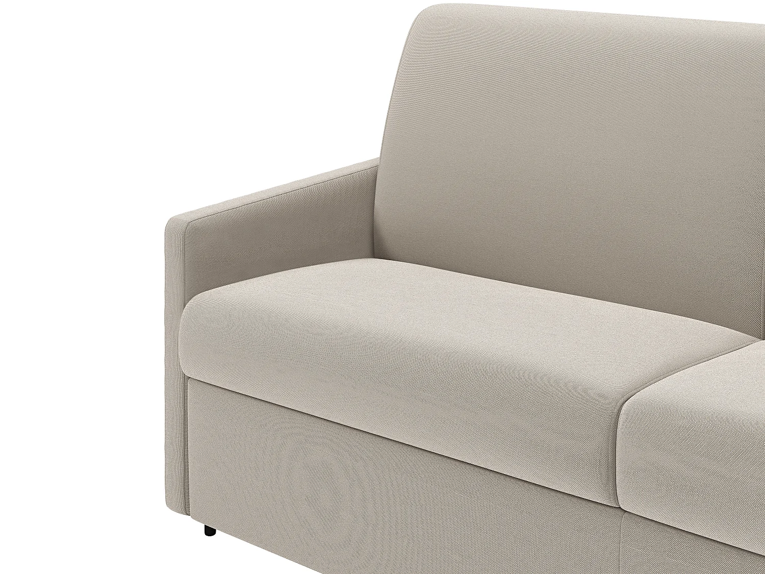 Canapé 3 places convertible express en tissu beige avec assise mémoire de forme - Couchage à lattes larges 140 cm - Matelas 18 cm CALIFE