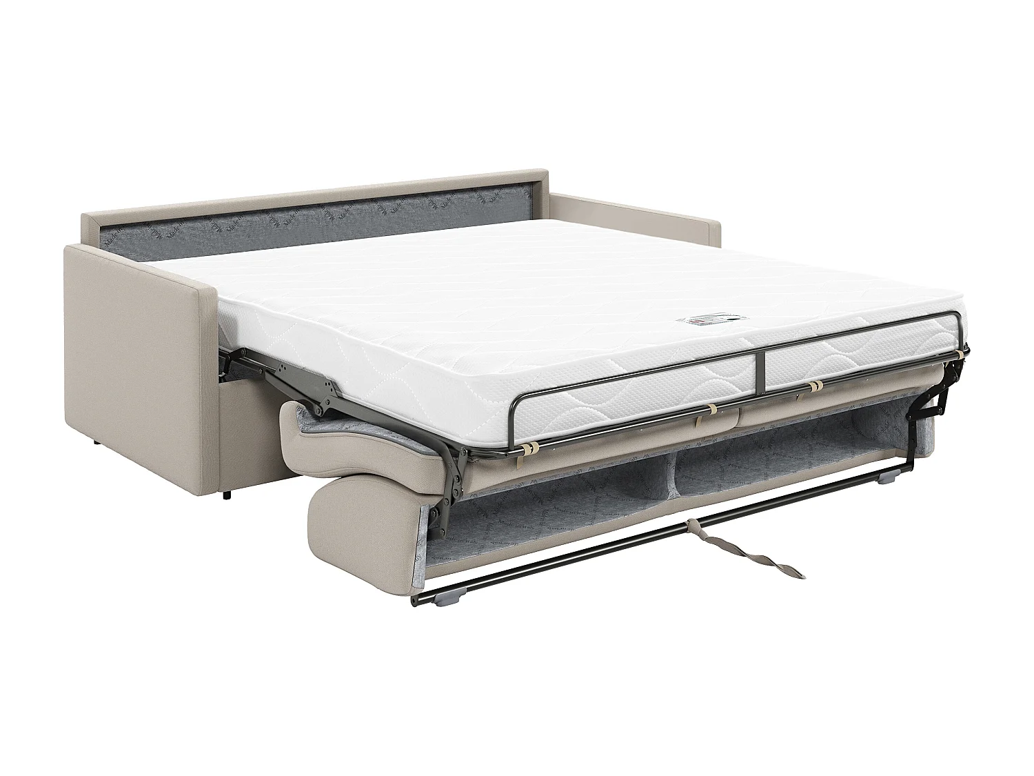 Canapé 3 places convertible express en tissu beige avec assise mémoire de forme - Couchage 140 cm - Matelas 14 cm CALIFE