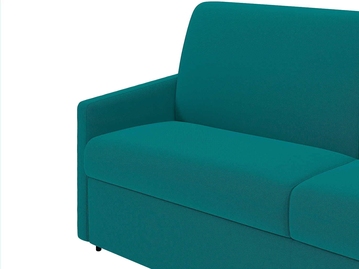 Canapé 3 places convertible express en tissu bleu turquoise avec assise mémoire de forme - Couchage 140 cm - Matelas 18 cm CALIFE