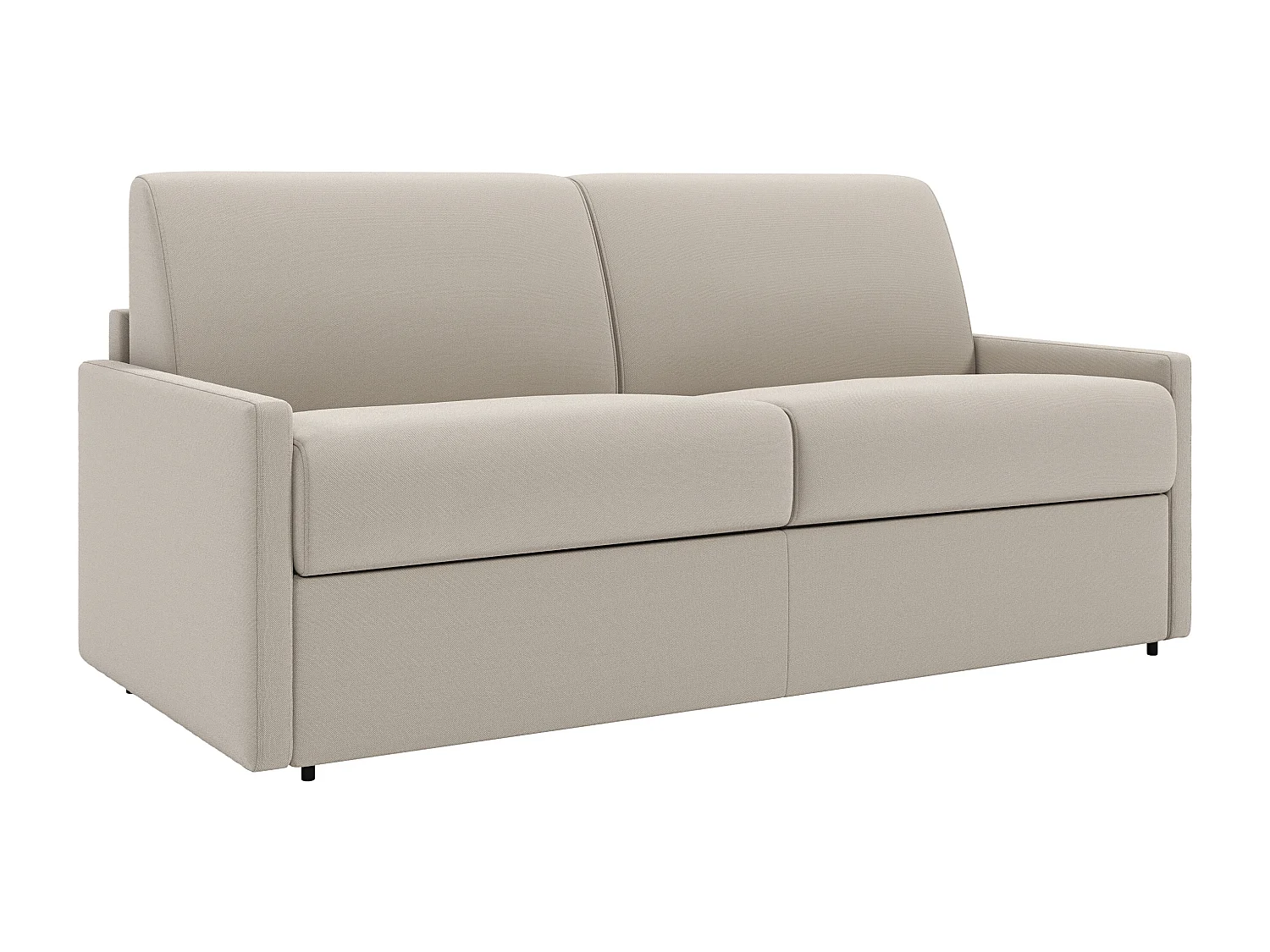 Canapé 3 places convertible express en tissu beige avec assise mémoire de forme  - Couchage 140 cm - Matelas 22 cm mémoire de forme CALIFE