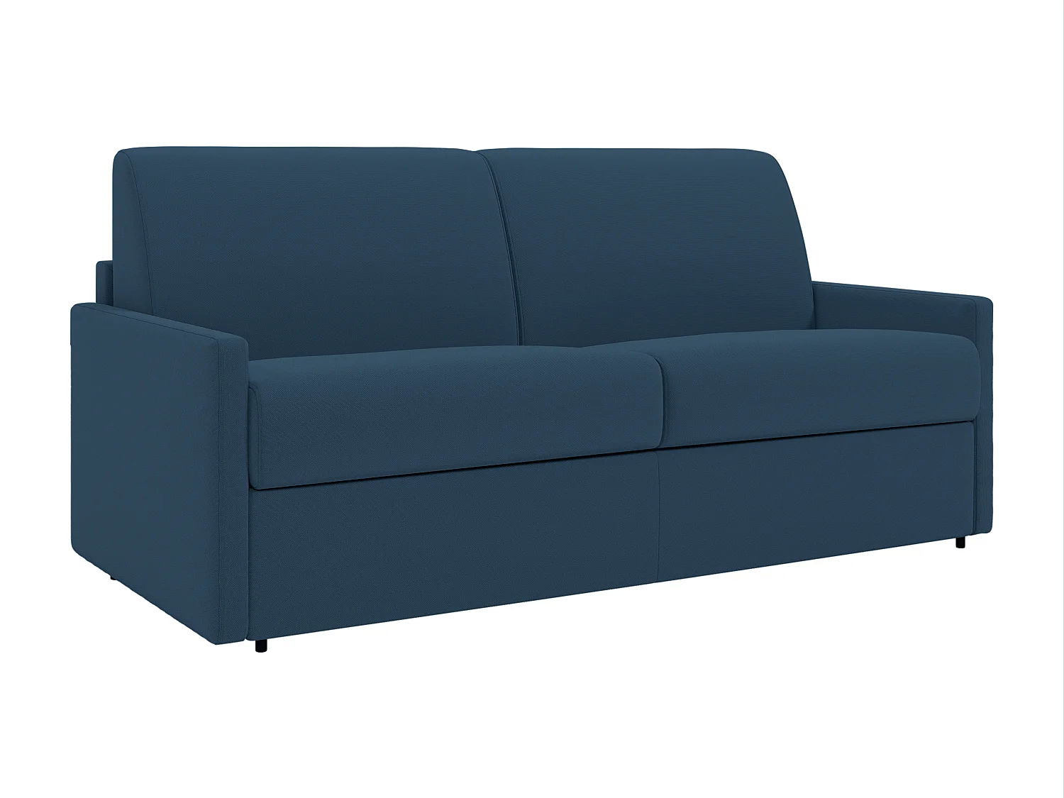 Canapé 3 places convertible express en tissu bleu nuit avec assise mémoire de forme  - Couchage 140 cm - Matelas 22 cm mémoire de forme CALIFE