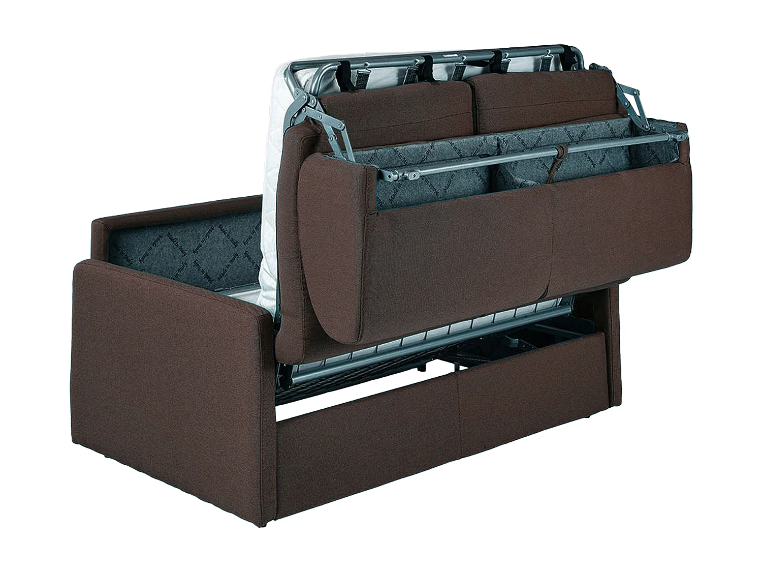Canapé 3 places convertible express en tissu marron avec assise mémoire de forme  - Couchage 140 cm - Matelas 22 cm mémoire de forme CALIFE